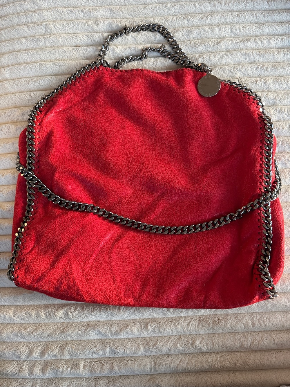 Red Chain-Trim Shoulder Bag - Women
